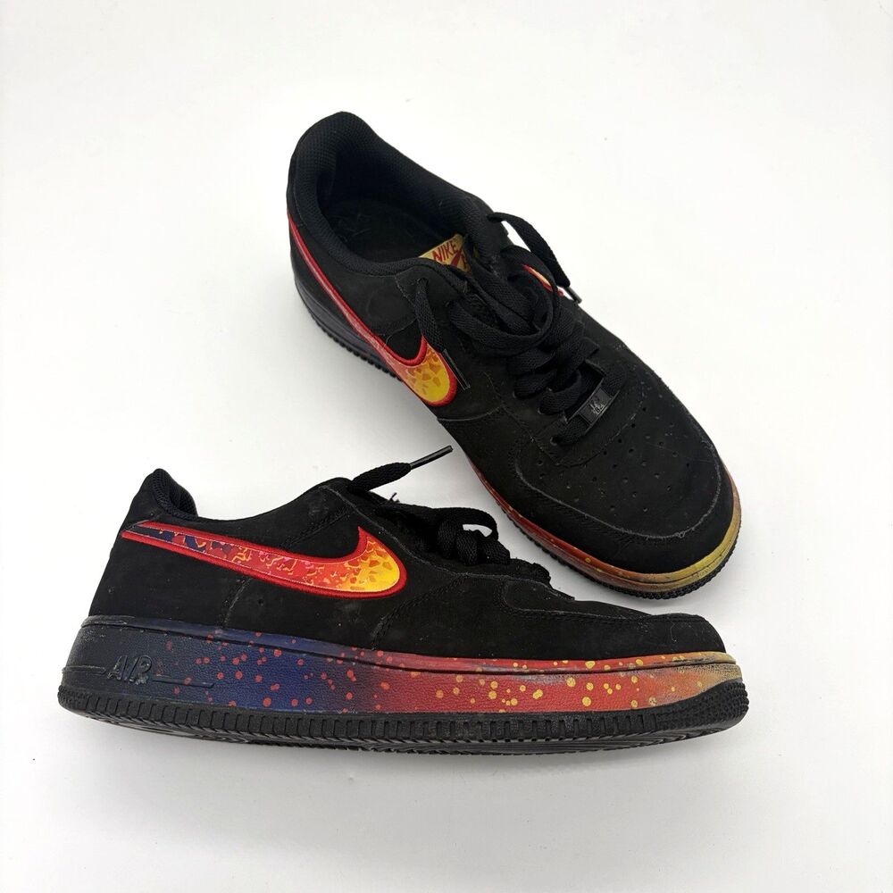 Nike Air Force 1 Low TecTuff 2013 Black Custom Splatter Sneakers Mens Sz 8 Rare